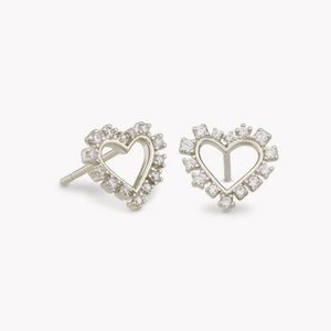 🆕 Kendra Scott Ari Heart Crystal Stud Earrings in Silver